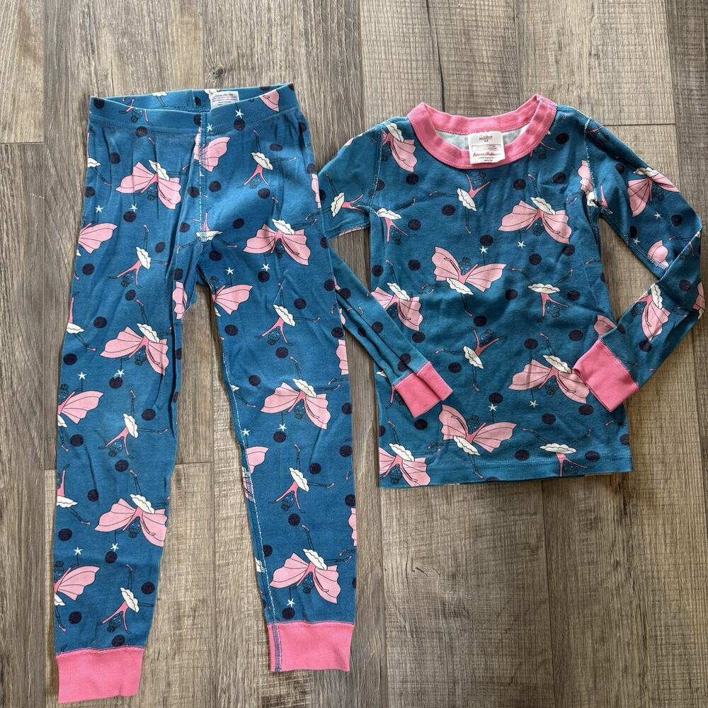 HANNA ANDERSSON ORGANIC COTTON LONG JOHNS PAJAMAS FAIRY Ballerina Girls Sz 5 110